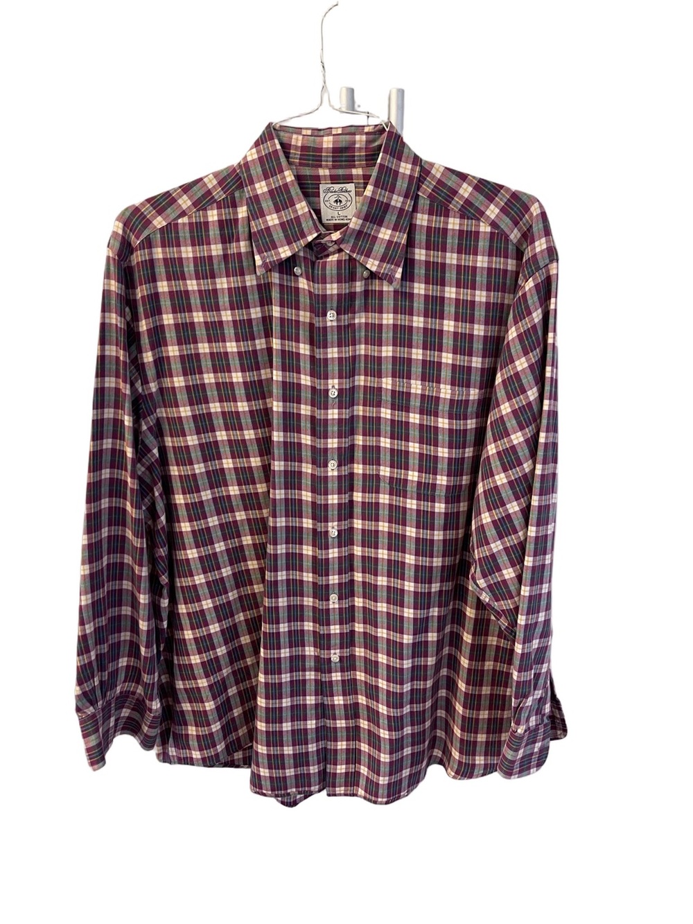 Brooks Brothers 1818 Men's Plaid Button-Down Sport Shirt Cotton  Multicolor Sz L